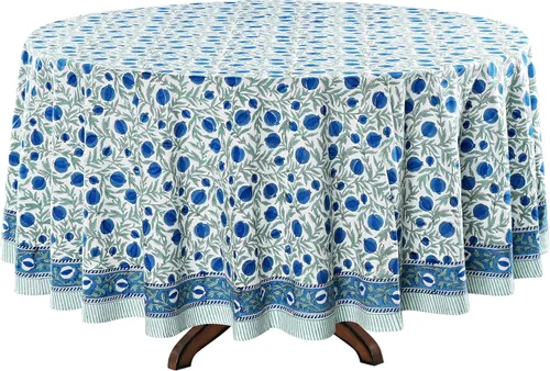 Vista 57 de Ridhi Mantel redondo estampado a mano color rosa flamenco 110 pulgadas 100%