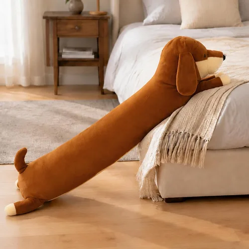 Vista 8 de Almohada larga de felpa de perro salchicha de 43 pulgadas, almohada corporal de perro marrón, muñeca de animal, almohada larga para dormir
