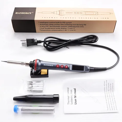 Vista 7 de Kit de soldador, 90 W, temperatura ajustable, 356.0-896.0 °F, soldador con pantalla LED, kit de pistola de soldadura 9 en 1, incluye 5 puntas, cable