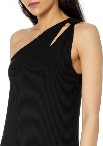 Vista 3 de The Drop Mickey - Vestido largo de punto acanalado con corte de un hombro para mujer