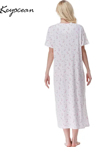 Vista 3 de Keyocean - Camisones para mujer, 100% algodón, suave, ligero, cómodo, ropa de dormir