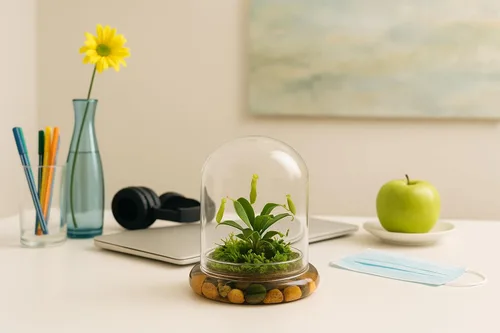 Vista 4 de Terrario de planta viva Nepenthes tobaica sin mantenimiento (con musgo Sundew) en frasco de vidrio autosostenible, sin mantenimiento, gran regalo