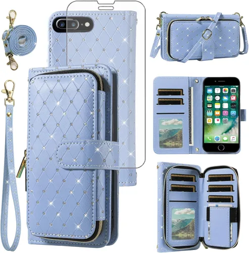 Vista 172 de Funda para teléfono iPhone 6 6S con cremallera y protector de pantalla con protector de pantalla, correa de cordón cruzado, ranura para iPhone 6 Six