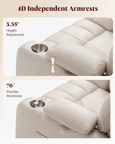 Vista 6 de HOPUBUY Silla reclinable mecedora eléctrica con reposabrazos ajustable