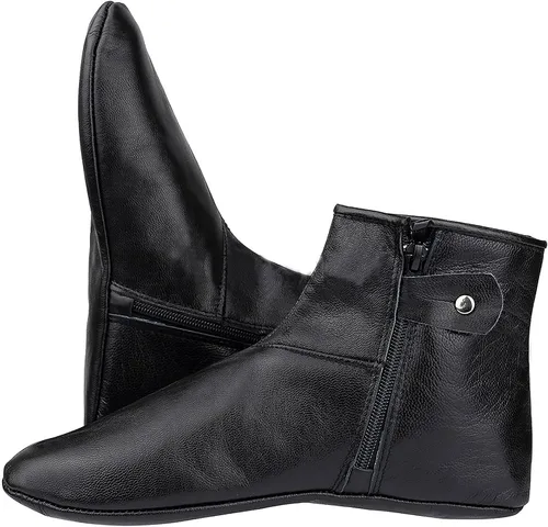 Vista 6 de Calcetines de piel de oveja para hombre, calcetines de cuero con cremallera