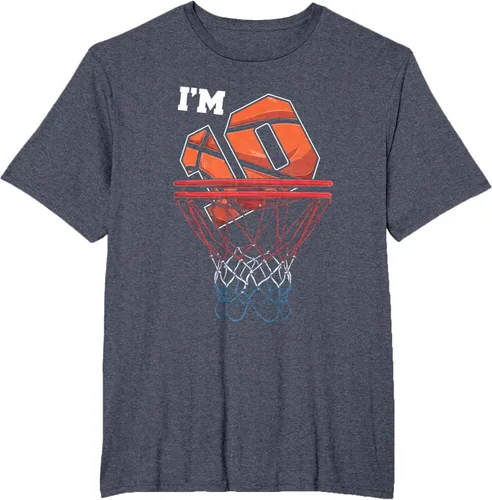 Vista 100 de Camiseta de regalo de cumpleaños con red de baloncesto de 10 años, Negro