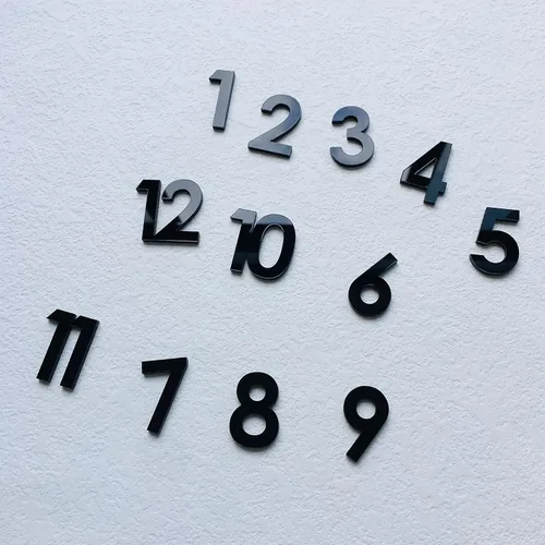 Vista 2 de 12 piezas de números acrílicos con espejo árabe para un reloj de pared (negro)