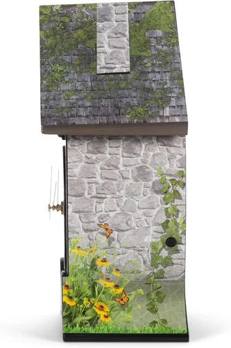 Vista 6 de Mark Feldstein Garden Cottage Singing Cardinal - Reloj de cuco con sonido de pared, 14 x 10