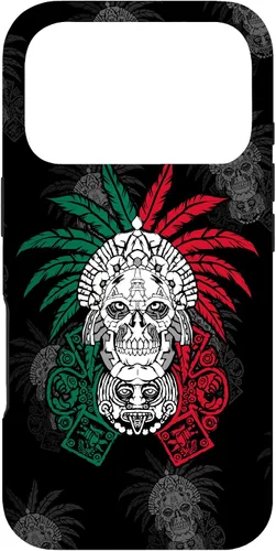 Vista 30 de Aztec Warrior Skull - Funda para iPhone 17, diseño de antepasados mexicanos