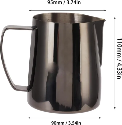 Vista 5 de CHICIRIS Jarra espumadora de leche de 20 onzas, taza espumadora de leche de 20 onzas, con boca puntiaguda, accesorios de espresso, jarra de leche