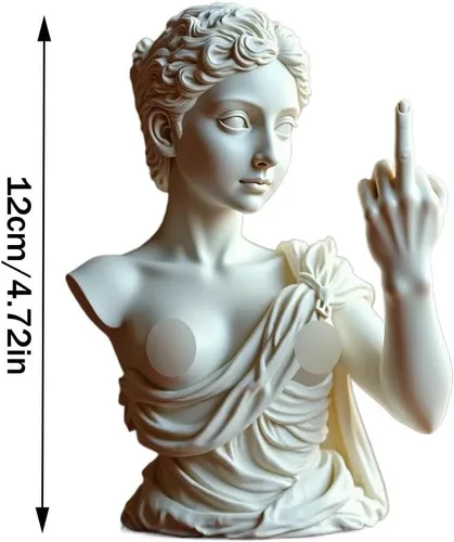 Vista 8 de Venus con estatua de actitud, figura de resina de dedo medio sin complejos, decoración de arte moderno atrevida para el hogar y la oficina, estatua