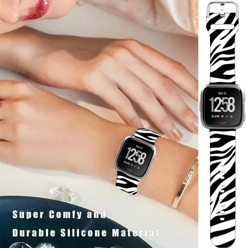 Vista 4 de Correas de reloj de silicona suave compatibles con Fitbit Versa 2/Versa/Fitbit Versa Lite/SE, correa de repuesto con bonito patrón floral de 0.98