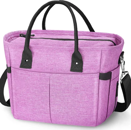 Vista 11 de KIPBELIF Cute&Classy Bolsas de almuerzo aisladas espaciosas para mujeres - Bolsa de mano grande elegante y funcional para adultos para trabajo