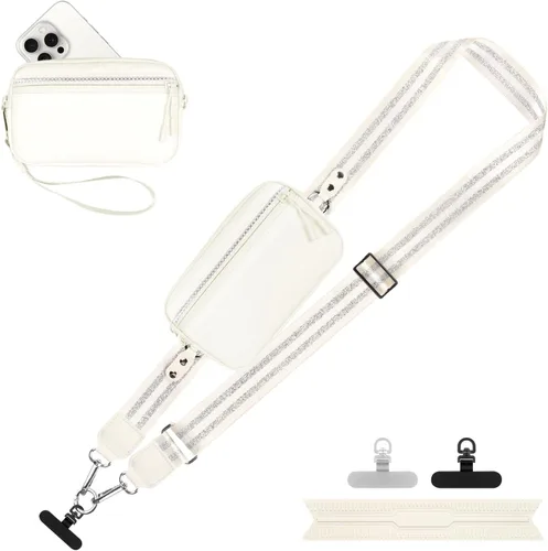 Vista 43 de YFWE Correa de clip and go para teléfono con cartera cruzada, cordón ajustable para teléfono con cartera RFID desmontable, correa universal