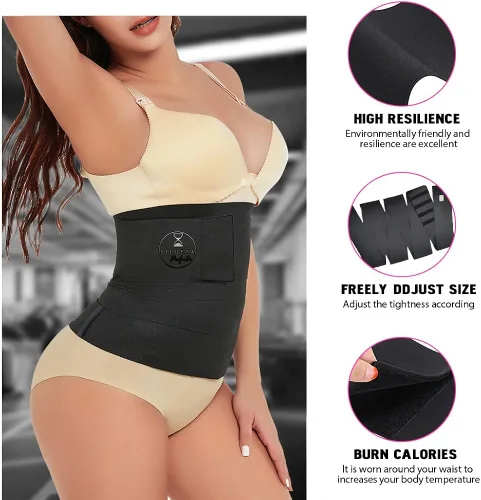 Vista 8 de Silueta Perfecta Faja Moldeadora y reductora para mujer, Envoltura de cintura, Faja Recuperación Posparto, Cinturón de Sauna., Negro