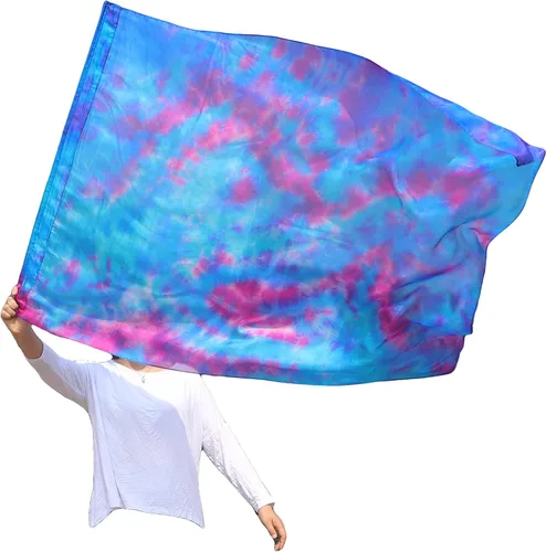 Vista 9 de Winged Sirenny Banderas flexibles de alabanza porfética de adoración de danza, serpentina rectangular de 50 pulgadas (luna azul)