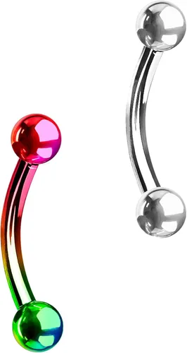 Vista 9 de Juego de 2 anillos para ombligo: 0.49 onzas 5/16 pulgadas acero quirúrgico curvado Barbells, 0.118 pulgadas con extremos en bolas