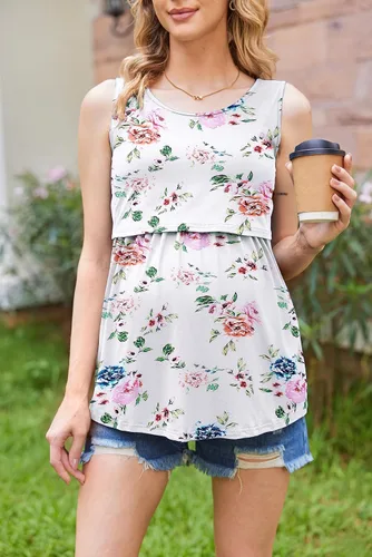 Vista 3 de Ekouaer Camisetas sin mangas de lactancia para mujer, paquete de 3
