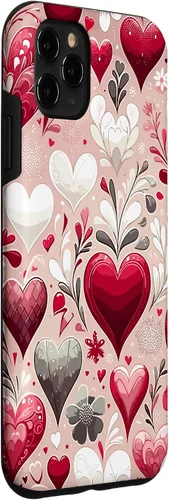 Vista 3 de Funda romántica para iPhone 11 Pro Max con corazones encantadores para el día de San Valentín