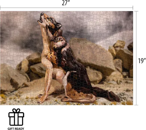 Vista 6 de Rompecabezas de 1000 piezas, arte de ilusión de pintura de cuerpo de Johannes Stötter - Lobo