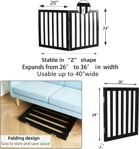 Vista 7 de Puerta para perros para interiores, valla independiente para perros, para la casa, puertas, pasillos o escaleras, puerta para mascotas plegable