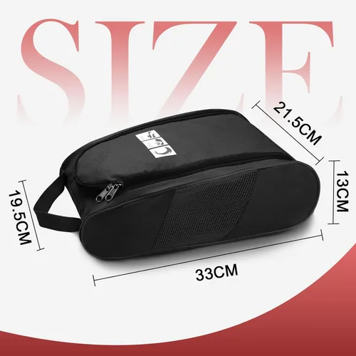 Vista 4 de Bolso portátil del zapato del viaje de Oxford, organizador impermeable del almacenamiento del embalaje del zapato con cierre de cremallera, Negro