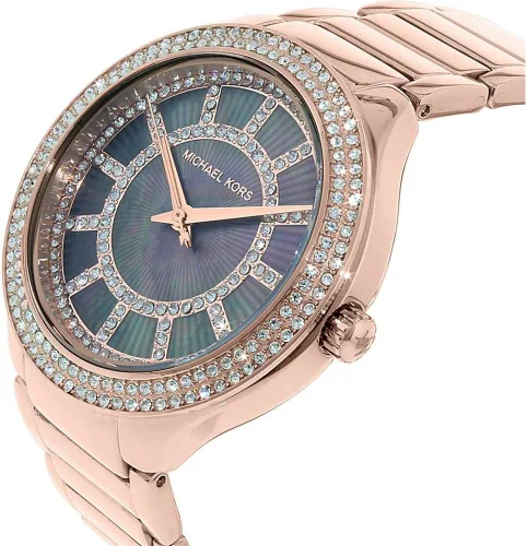 Vista 2 de Michael Kors MK3397 Kerry Rose acero inoxidable negro madre de perla Dial para mujer, Movimiento de cuarzo