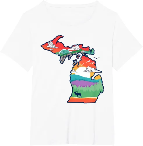 Vista 76 de Michigan Outside - Camiseta con ilustración artística