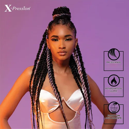 Vista 8 de Sensationnel X-Pression Trenzas pretensadas, 10X Trenza 48 pulgadas, 1 1 JETBLACK