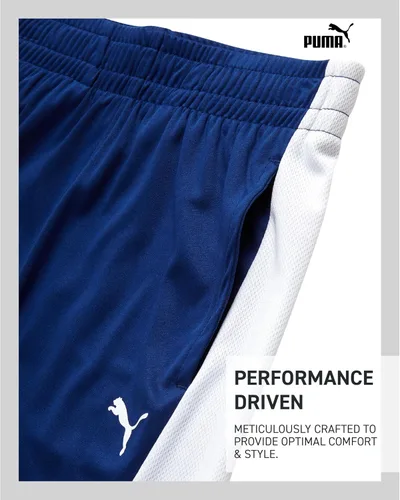 Vista 4 de PUMA Pantalones cortos deportivos para niños, de secado rápido, transpirables, entrelazados, con bolsillos (tallas 4-20)