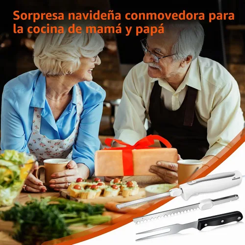 Vista 8 de Cuchillo eléctrico con cable, cuchillas dentadas de acero Blanco