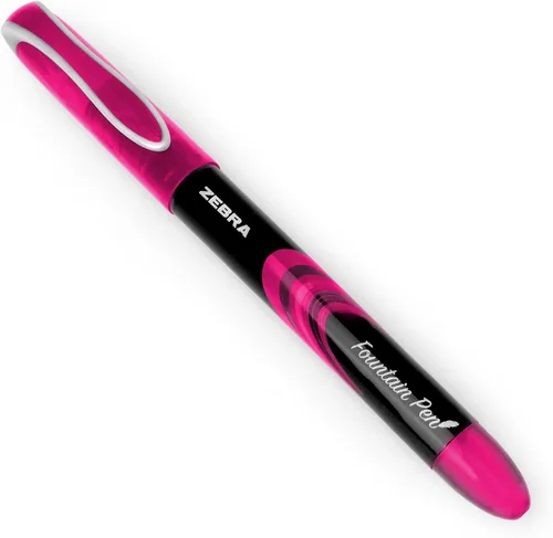Vista 2 de Zebra Fuente - Pluma estilográfica desechable, tinta rosa, paquete de 6