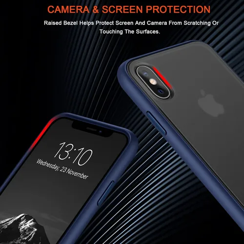 Vista 4 de TENDLIN Compatible con iPhone Xs Max, funda translúcida mate dura con parachoques de silicona suave, cómoda funda (azul)