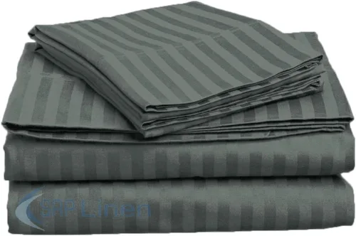 Vista 6 de Branded 400 Thread Count 100% Egyptian Cotton 4-Piece Extra Deep Pocket, Bed Sheet Set Fit Upto 24 Inches Deep Pocket, Twin Size Striped Black