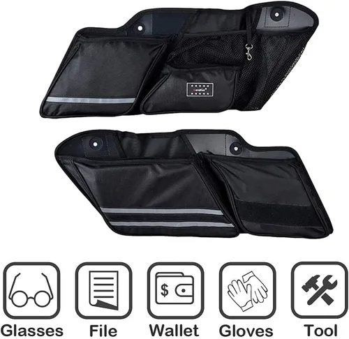 Vista 4 de Goldfire Organizador de alforjas Harley para bolsa de sillín Harley, organizador de herramientas lateral, bolsa de almacenamiento para Touring Road