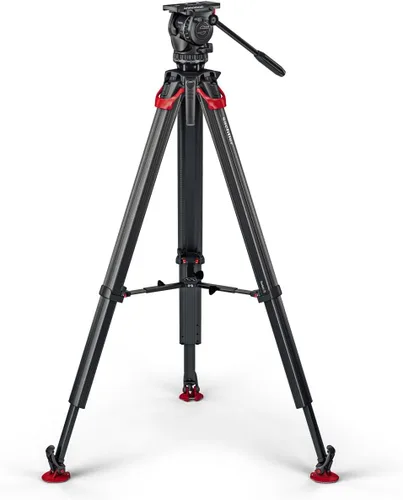 Vista 5 de Sachtler aktiv8T Touch & Go Sistema de cabezal fluido con trípode flowtech75 y esparcidor de nivel medio