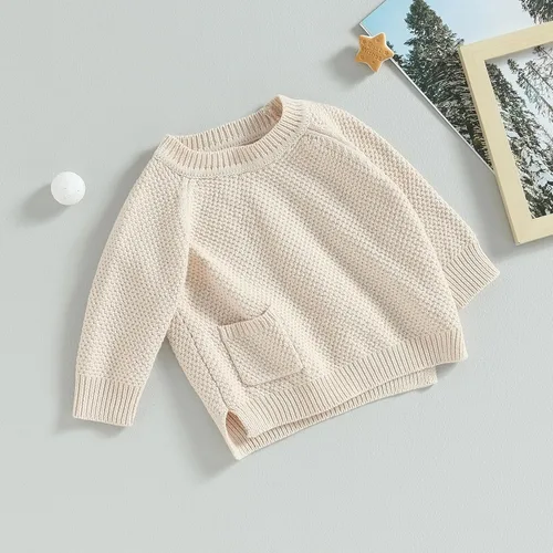 Vista 2 de Suéteres de punto grueso para bebé, niña, niño, sudadera para bebé, linda ropa de otoño e invierno