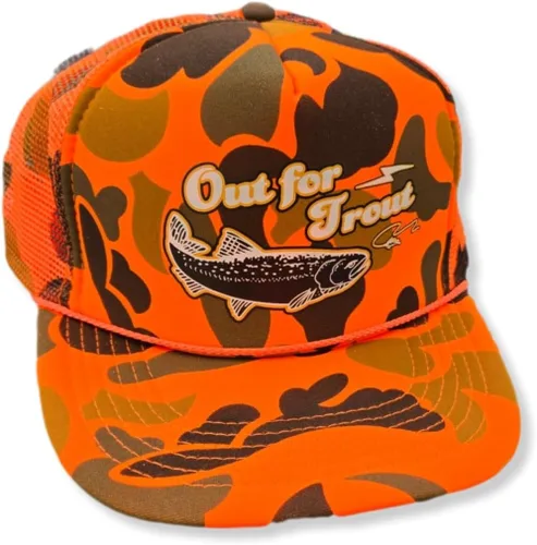 Vista 7 de ThatsRad Out for Trout Camionero Camuflaje Sombrero Visera Cuerda Snapback Camo Pesca Mosca