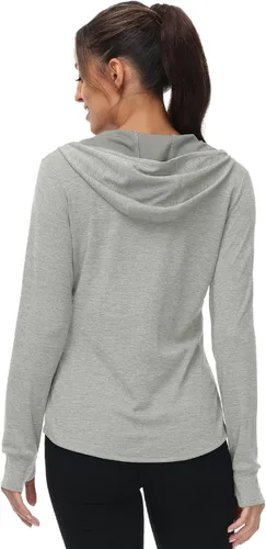 Vista 39 de TBMPOY Chaquetas con capucha y protección solar UPF 50+ para mujer, ligeras, de manga larga, para senderismo, exteriores, con cremallera completa