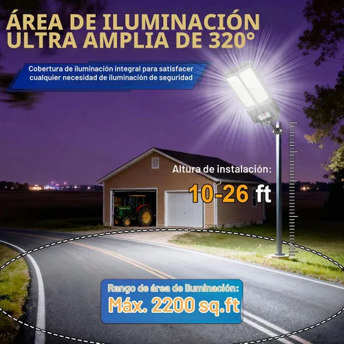 Vista 5 de Luz solar de calle de 7000 W, luces solares comerciales impermeables al aire libre, 200 luces LED de alto brillo, luces solares de estacionamiento