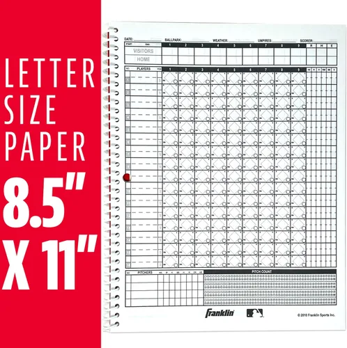 Vista 2 de Franklin Sports MLB Libro de puntuación de béisbol y sóftbol - Libro para estadísticas - Libro oficial del entrenador - 25