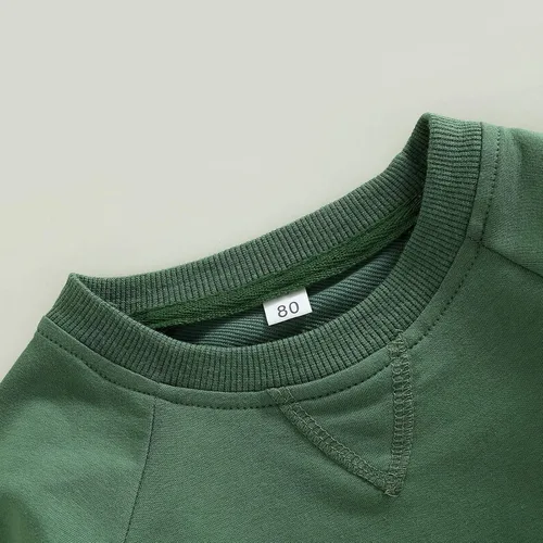 Vista 68 de Sudadera unisex de algodón de color sólido para bebé, camiseta de manga larga con cuello redondo