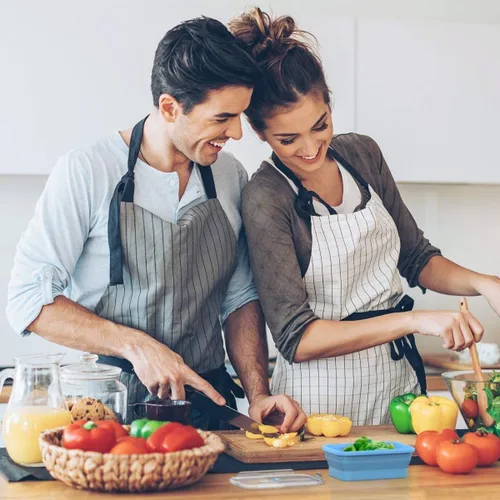 Vista 8 de Vremi - Recipientes de silicona para almacenamiento de alimentos con tapas de plástico herméticas sin BPA