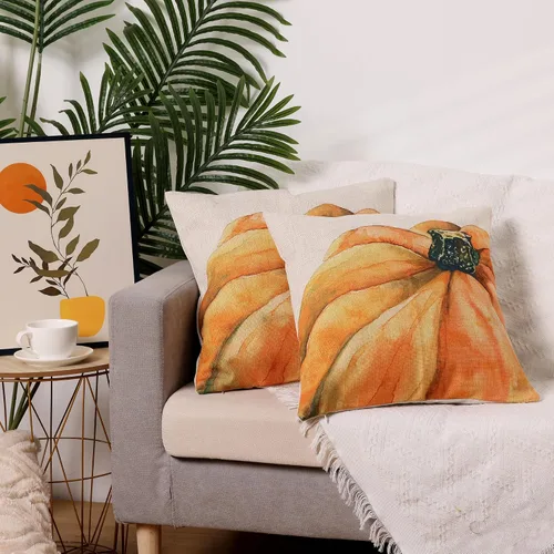 Vista 6 de uxcell Fundas de almohada de otoño, juego de 2 fundas de almohada de calabaza, decoraciones de otoño de Acción de Gracias para el hogar, sofá, sala