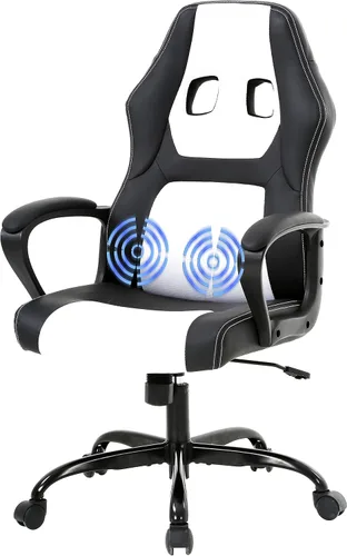 Vista 9 de HHS Silla reclinable de oficina para adultos, respaldo alto, de cuero, escritorio, juegos, carreras, ejecutiva, ergonómica, ajustable, giratoria