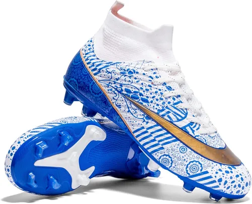 Vista 2 de Zapatos de fútbol para niños con tacos de fútbol para jóvenes, botas altas para entrenamiento al aire libre