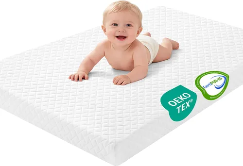 Vista 10 de Colchón Pack and Play, 38 x 26 pulgadas, Pack N Play, con funda extraíble transpirable, colchón portátil plegable de espuma viscoelástica de doble