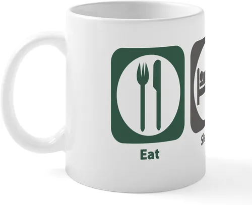 Vista 2 de CafePress Eat Sleep - Taza de café de cerámica con radio, 11 oz (11.0 fl oz)