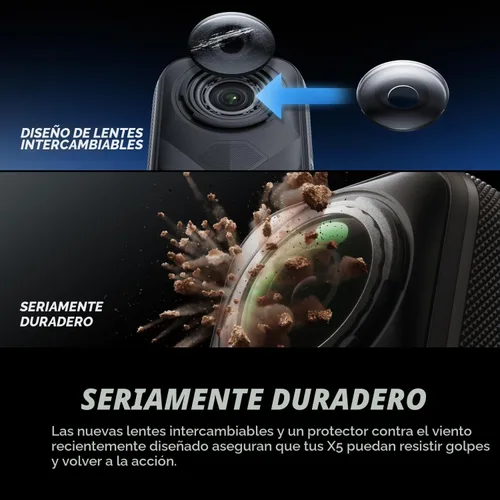 Vista 4 de Insta360 X5 Paquete Esencial - Cámara de acción 360 impermeable de 8K El paquete incluye selfie stick, batería extra, estuche de carga rápida