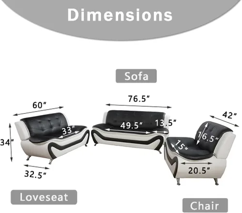 Vista 2 de Sofás de cuero, juego de sofás de sala, sofá para dormitorio, apartamento, juegos de muebles de sala de estar de cuero